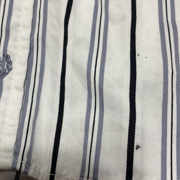 Men’s bugatchi white blue vertical stripe button down long sleeve shirt size M - Picture 5 of 8